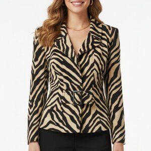 Isabella Size 16 Belted Blazer Jacket Animal Print Multicolor